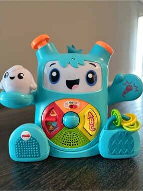 Fisher-Price Teal Learning Robot with Colorful ABC Buttons and Orange Accents